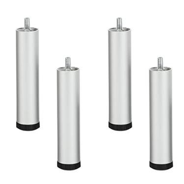 Imagem de ZJYWMM 4 peças ajustáveis de liga de alumínio para móveis, para mesa/sofá/armário de banheiro/pés de máquina de lavar, pés de geladeira, 3 cores, 10 tamanhos, parafusos swith (18 cm/7,0 pol, alumínio)