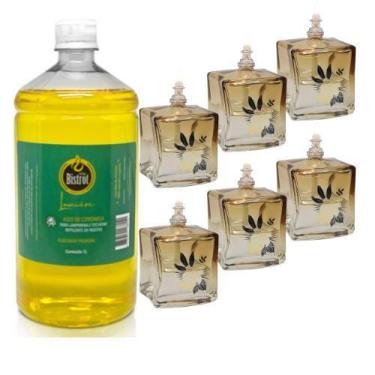 Imagem de Kit 6 Lamparinas Decorativa Quatro Estações+ 1L De Citronela - Velas b