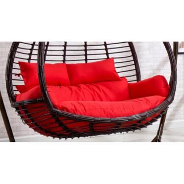 Imagem de ZDJZMGZ Almofada de cadeira suspensa espessa almofadas duplas em forma de ninho de ovo para 2 pessoas, vime, vime, ratã, balanço, à prova d'água, para pendurar na rede