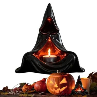 Imagem de Castiçal de Halloween - Suporte de vela assustadora, castiçal decorativo em forma de bruxa fantasma para outono, festivais escolares, reunião de família, sala de estar, estudo