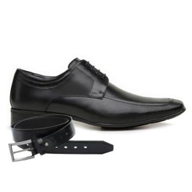 Imagem de Sapato Social Couro Jota Pe Preto Air + Cinto 79101-Masculino