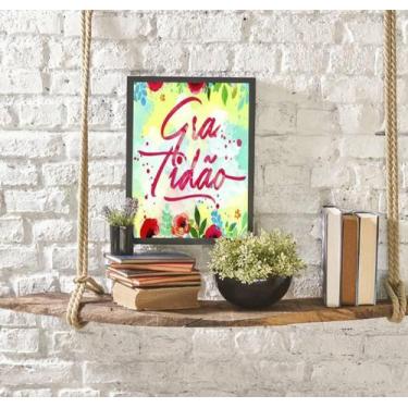 Imagem de Quadro Palavra Gratidão - Floral 24X18 Com Vidro - Preta - Quadros On-