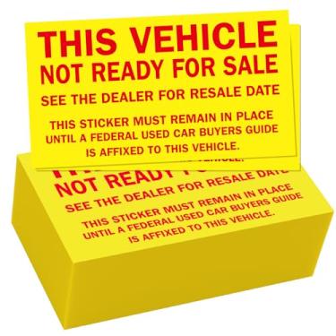 Imagem de 200 peças de adesivos de revendedor de carros Este veículo não está à venda com letras amarelas vermelhas, 6 cm x 14 cm, decalque adesivo de carro para janela de veículo suprimentos de concessionária