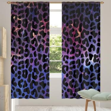 Imagem de 2 conjuntos de painéis de cortinas transparentes com estampa de leopardo roxo cortinas transparentes arejadas com filtro leve painéis de cortina para porta janela para sala de estar, quarto, jantar