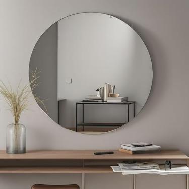 Imagem de Espelho Redondo Vidro Lapidado 60cm Decorativo Parede Banheiro Sala Quarto(40cm x 40cm,Espelho Redondo)