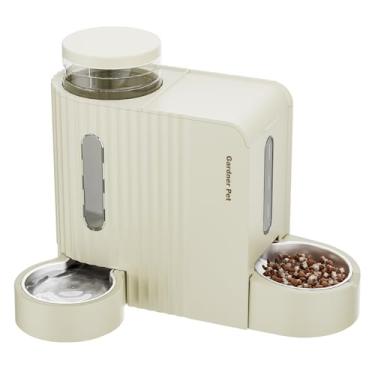 Imagem de Gardner Pet Alimentador automático Gravity 2 em 1 para animais de estimação, 2 litros x 2 comedouros para gatos e dispensador de água, 100% livre de BPA e dispensador de água de aço inoxidável para