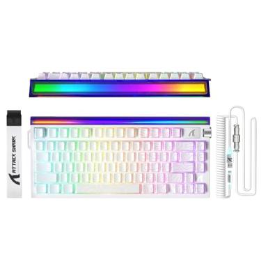 Imagem de Teclado Gamer com Fio Magnético ATTACK SHARK R85 HE 75%, Taxa de Polling de 8KHz, Acionamento Rápido, Driver Web, Teclado para PC Gamer/Windows/Mac, Contorno Branco