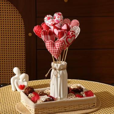 Imagem de Thyle 8 peças de decoração de coração para dia dos namorados, palitos de coração, palitos de flores, palitos de flores, enchimento de vaso de mesa rústico, casa de fazenda, para decoração de mesa de