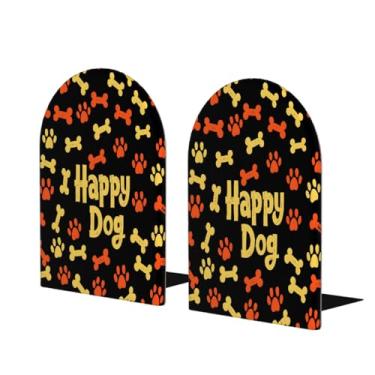 Imagem de Bones Animal Paw Happy Large Wooden Bookend Decorative Bookend Antiderrapante Heavy Duty Book Ends for Office Desk Home Office Library School Study Decoration Book Divisores para prateleiras, 1 par