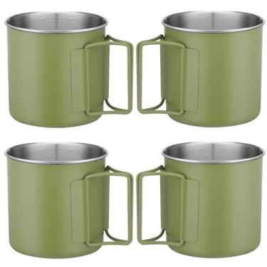 Imagem de Toyosport Conjunto de 4 canecas de acampamento de 4 peças, copos de aço inoxidável de 250 ml, copos portáteis para acampamento ao ar livre, caneca de mochila, fácil de limpar, verde matcha