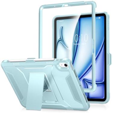 Imagem de DTTO Capa para iPad Air de 11 polegadas M2 2024, iPad Air 5ª/4ª geração de 10,9 polegadas 2022/2020, protetor de tela integrado, capa protetora de corpo inteiro durável à prova de choque com suporte,