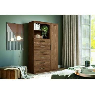 Imagem de Cômoda Santos Andirá Marabá 1 Porta 6 Gavetas Jatoba