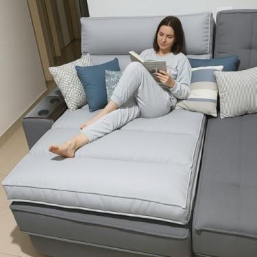 Imagem de Pillow Top para Sofá Retrátil 160x80cm Cinza, Espuma e Fibras Macias, Dupla Face e Lavável em Máquina, Conforto – Confort Linens