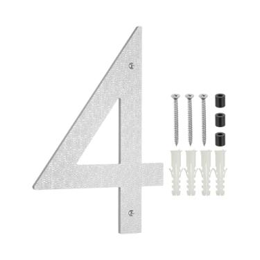Imagem de PATIKIL Números de casa de 30,5 cm para o exterior, número 4 ABS textura de plástico flutuante número de casa moderna caixa de correio números de porta com kit de unhas para rua residencial externa