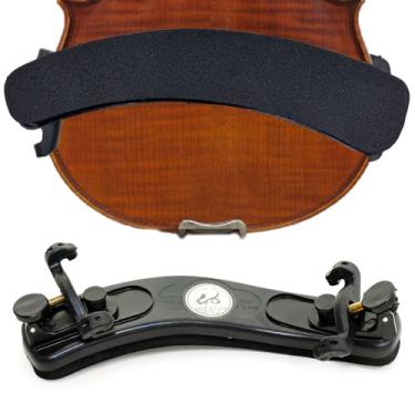 Imagem de Descanso de ombro de violino para tamanhos 4/4 e 3/4, pés ajustáveis em altura e peças de violino tipo universal dobráveis macias, fáceis de usar, esponja de alta resistência