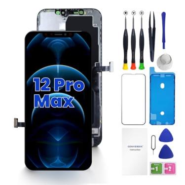 Imagem de Kit de reparo Full HD para iPhone 12 Pro Max, tela LCD sensível ao toque 3D de 6,7 polegadas, Genverdix, conjunto de digitalizador com ferramentas, protetor de tela de vidro temperado, adesivo de