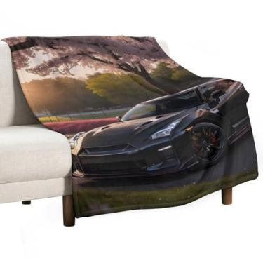 Imagem de HouLaiZhe Cobertor Super Macio Flanela Sakura Carro R35 Estático JDM Esportes Roadster Leve Cobertor de Refrigeração para Sofá-Cama Cadeira Sofá Carro Viagem ao Ar Livre Leve Quente 76 cm x 101 cm