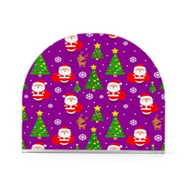 Imagem de Wassud Porta-guardanapos de acrílico de Papai Noel e árvore de Natal, dispensador de guardanapo de papel moderno em forma de U para mesa, cozinha, sala de jantar, bancada 1 peça (comporta 50-60