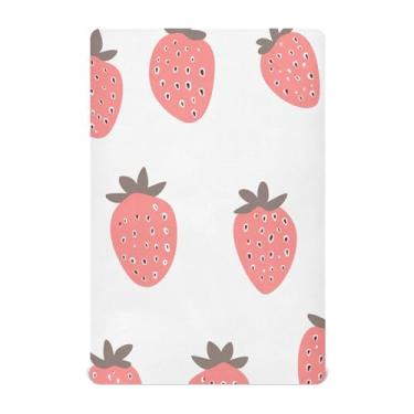Imagem de STAYTOP Lençóis de berço de morango para meninos e meninas, lençol com elástico para berço padrão e colchão infantil, de microfibra supermacia, 52 × 28 × 9 pol