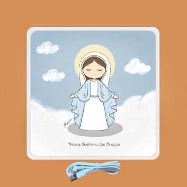 Imagem de Mini Luminária Box Santa Maria USB – Luz Decorativa LED, Bivolt, Compacta e Portátil para Quarto, Escritório e Mesa