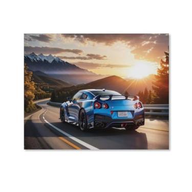 Imagem de HouLaiZhe R35 Jdm carro esporte nascer do sol pôsteres fixes parede parede estética decoração de sala de parede impressões galeria sala decoração de parede para quarto sala de estar escritório 08 x 10
