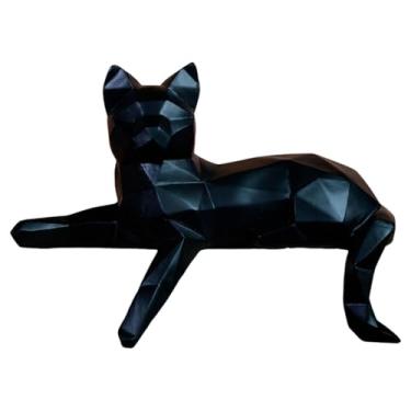 Imagem de Generic Estátua de gato para decoração de mesa, ornamento moderno para casa, escultura em resina, estátua de animal para armário ou estante, Gato Observando