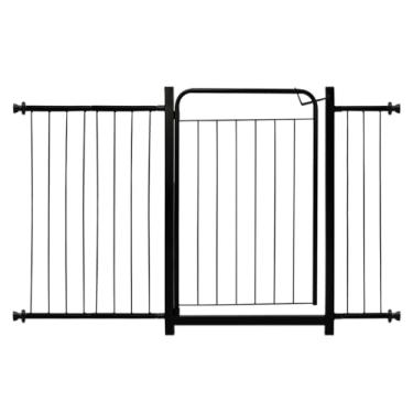 Imagem de Portão Para Cachorro Cercado Pet Criança Bebê Grade Proteção Portas Parede Segurança Vários Tamanhos (Preto, Portão com 2 ext. de 20cm e 1 de 15cm)
