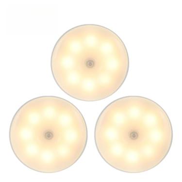 Imagem de Luminária Luz LED Sensor de Movimento Magnética USB Recarregável Sem Fio com-Duas cores Lâmpada Noturna(KIT3-Duas cores（Fria+Quente）)