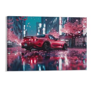Imagem de HouLaiZhe Rx7 Flores de cerejeira cidade noite Jdm cartazes de carro parede estética decoração de sala de parede impressões galeria sala decoração de parede para quarto sala de estar escritório 11 x