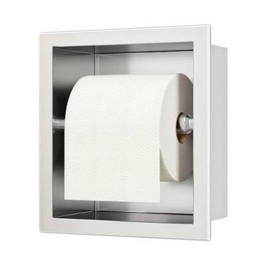 Imagem de Neodrain Suporte embutido de papel higiênico – Dispensador de papel higiênico embutido em aço inoxidável 304 para banheiro (escovado)