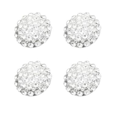 Imagem de 4 botões de enfeite de strass - Botões de roupas decorativas de cristal para casaco DIY artesanato em prata, ouro e branco (branco)