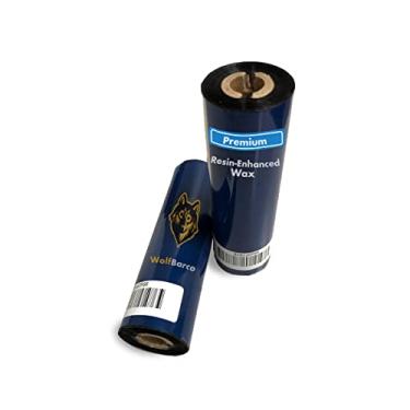Imagem de 36 rolos Wolfbarco 110 mm x 74 m fita de transferência térmica de cera premium reforçada com resina preta compatível com impressoras Zebra GC420t, GK420t, GX420t, GX430t, TLP2442, TLP2844, ZD220
