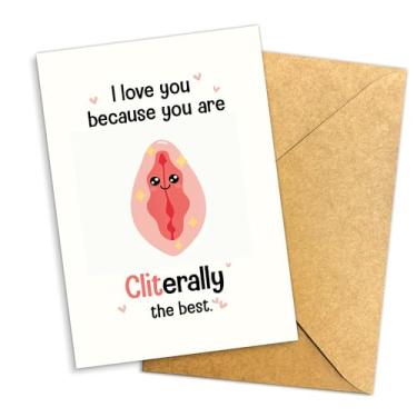 Imagem de Podagree I Love You Because You're Literally the Best Card Cute Romantic Love Greeting for Boyfriend Girlfriend Husband Wife Sweet Valentine Anniversary Card Single 5,3''x20'' Dobrado com Envelope