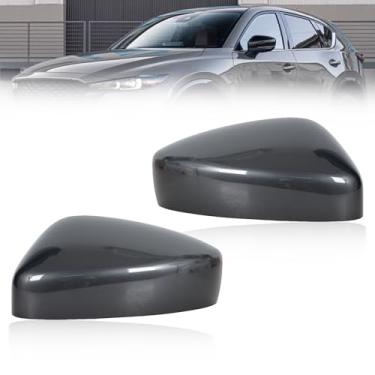 Imagem de JESYMBX Tampa do espelho retrovisor lateral da porta para Mazda CX-5 CX5 2017-2021 Capa de casa de tampa cinza esquerda e direita