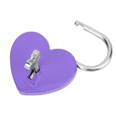 Imagem de Generic Cadeado de Bloqueio de Coração Requintado Colorido para Caixa de Jóias Coleção de Bloqueio de Chave para Crianças e Amigos Suprimentos de Artesanato de Metal (Roxo)