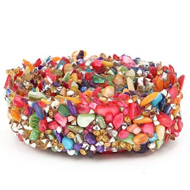 Imagem de Acabamento de fita colorida para decorações de costura de artesanato DIY - Material de strass durável para acessórios de vestido - Fita de pedras multicoloridas de 1 m para vestidos de casamento ou