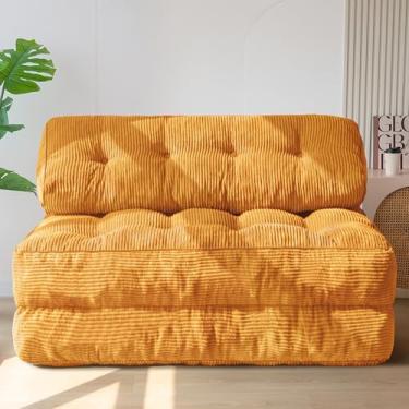 Imagem de Sofá-cama dobrável MAXYOYO, cadeira conversível com travesseiro, colchão dobrável com suporte para as costas, cadeira dobrável portátil, cama confortável, sofá para sala de estar, quarto, laranja