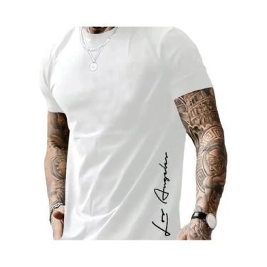 Imagem de Camiseta Masculina Slim Fit De Algodão Com Estampa De Letras Los Angel