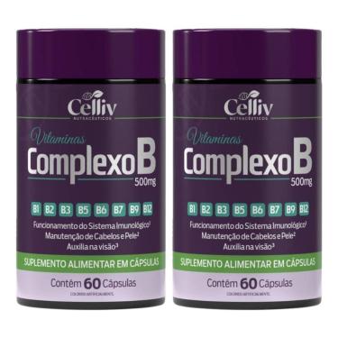 Imagem de Kit 02 Complexo B (B1, B2, B3, B5, B6, B7, B9, B12) 60 Caps de 500MG Celliv-Unissex