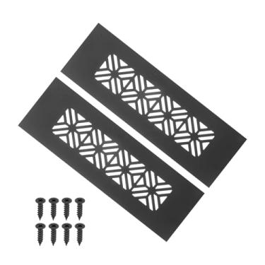 Imagem de PATIKIL Capa de ventilação de porta de 15 x 5 cm, 2 peças de capa de ventilação de grade de alumínio resistente com parafusos de montagem para porta de guarda-roupa de armário, preta