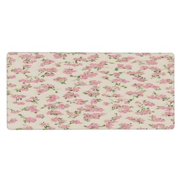 Imagem de Tapete de mouse grande rosa flores primavera impermeável computador estendido tapete protetor de mesa antiderrapante base de borracha mousepad para escritório, computador, teclado, laptop e mesa de