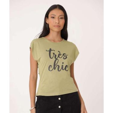 Imagem de Blusa Feminina Estampa Frontal Manga Curta Marisa-03014, Verde, M