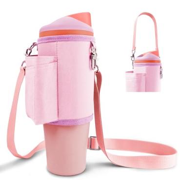 Imagem de BydGxy Bolsa de transporte para garrafa de água com bolso para telefone e suporte para batom Owala 1,134 g FreeSip Tumbler & Owala 1,134 g, alça transversal ajustável e alça, serve em copo Stanley de