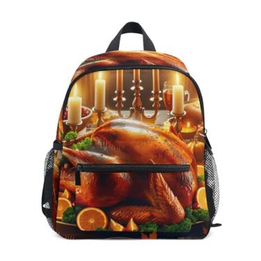 Imagem de GAIGEO Thanksgiving Turkey Backpack for Baby 10x4x12 In, Girl Backpack with Water Bottle Pockets, Whistle Buckle
