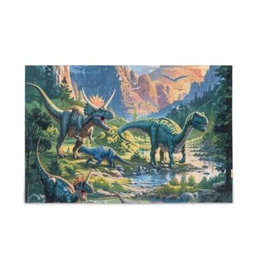 Imagem de Quebra-cabeça de dinossauros DIY para presente com bolsa de armazenamento de malha para adultos, tamanho final 75 x 50 cm