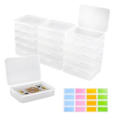 Imagem de CEYAZYE 24 Pcs Playing Card Case with Sticker, Plastic Playing Card Box Holder 10.5x7.6x2.5cm, Waterproof Clear Trading Card Storage Box for Uno, Game Cards, Sports Cards, Bank Cards, Mini Accessories