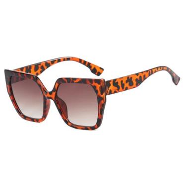 Imagem de Óculos de Sol Unissex Oversized com Estampa de Leopardo Degradê e Proteção UV400 para Esportes ao Ar Livre, Corrida e Ciclismo.