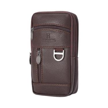 Imagem de Bolsa De Cintura Masculina Impermeável Em Couro PU Para Esportes Ao Ar