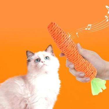 Imagem de Brinquedo para gatos, som de cenoura, produtos para animais de estimação, resistente à mordida, corda de papel, arranhador, dentes limpos, brinquedo interativo, gato, cenoura, mastigar para gatos