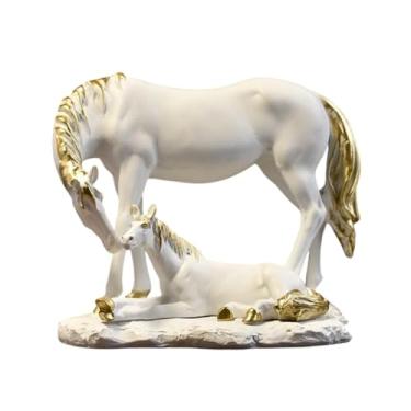 Imagem de Ｂｅｓｇａ Estátua de Cavalo - Coleção Decorativa do Ano do Cavalo - Ornamento Criativo de Resina para Mesa, Escultura de Animal para Escrivaninha, Lareira ou, Branco